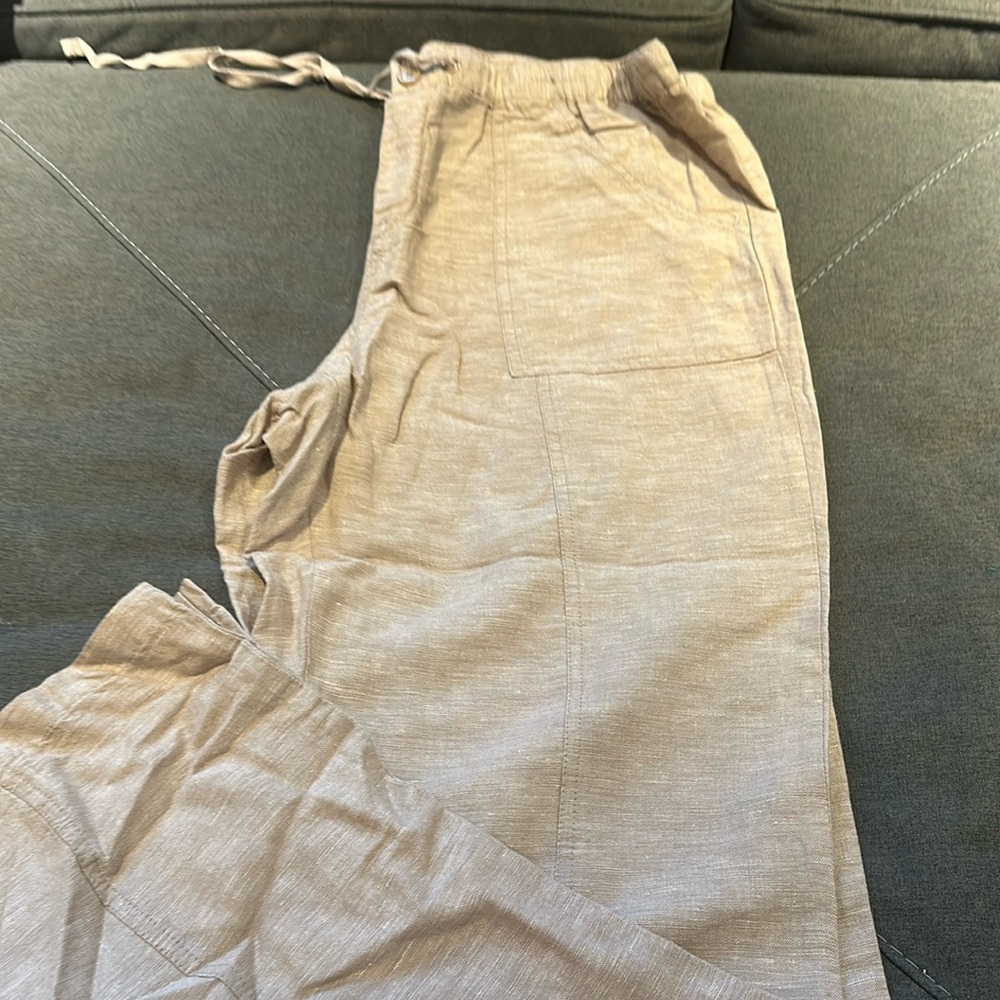 NY&Co, wide leg, draw string linen pants, size M